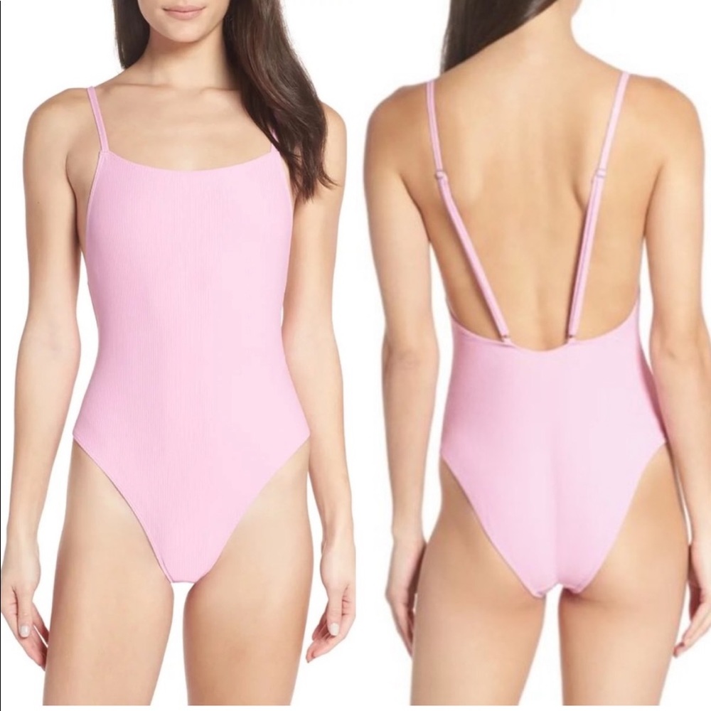 NWT Something Navy Pink Core Ribbed One-Piece Swimsuit